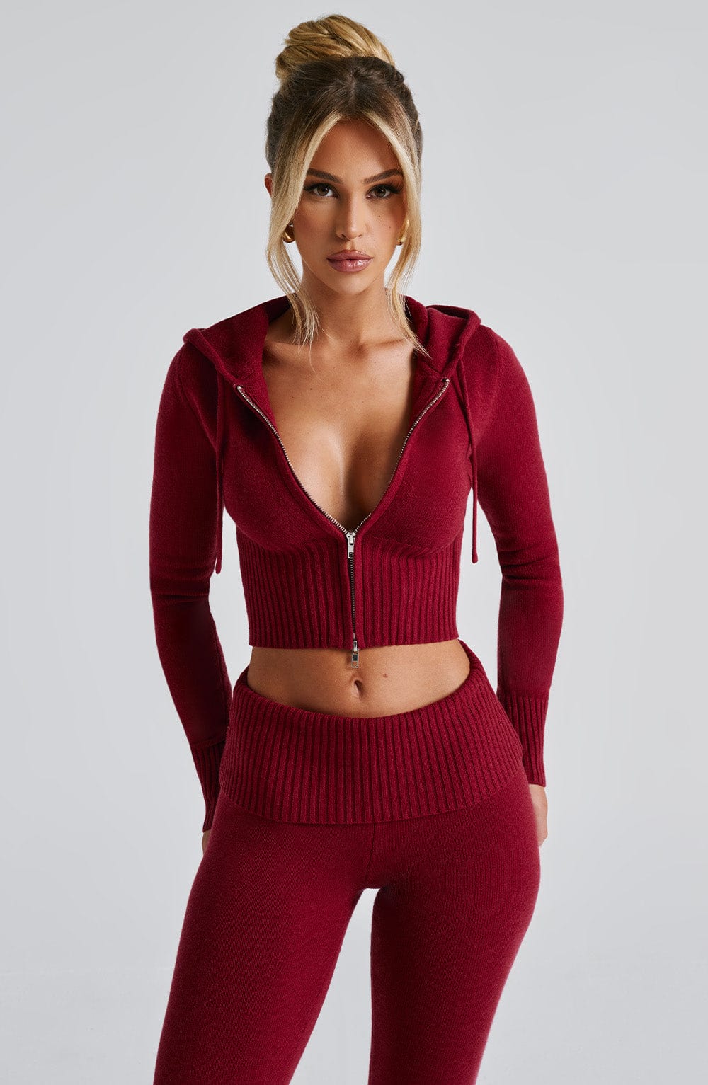 Portia Knit Hoodie - Red