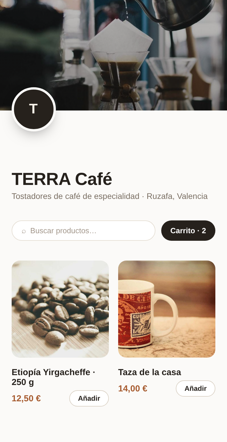 La misma tienda en el móvil
